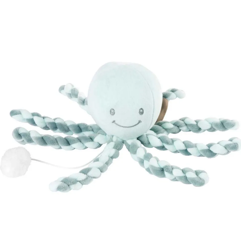 Peluche poulpe musical vert de gris - menthe