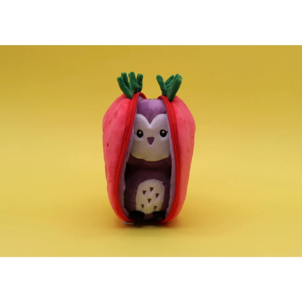 Peluche réversible flipetz chouette et fraise