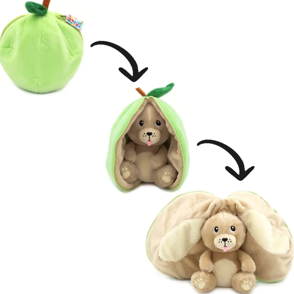 Peluche réversible flipetz chien et pomme