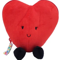 Peluche réversible flipetz coeur et fleur rouge coquelicot