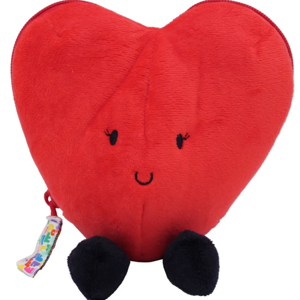 Peluche réversible flipetz coeur et fleur rouge coquelicot