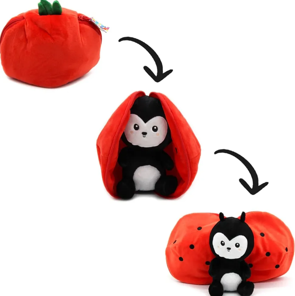 Peluche réversible flipetz coccinelle et tomate