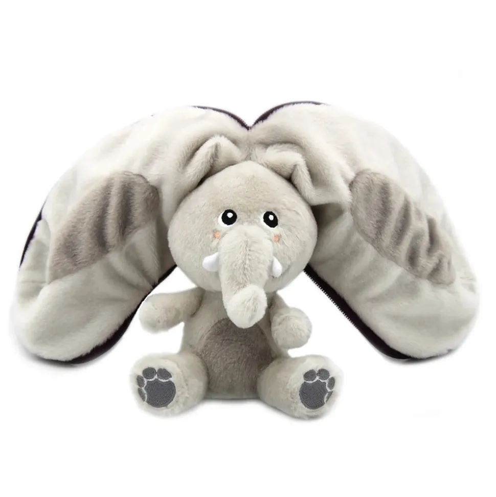 Peluche réversible flipetz éléphant et aubergine