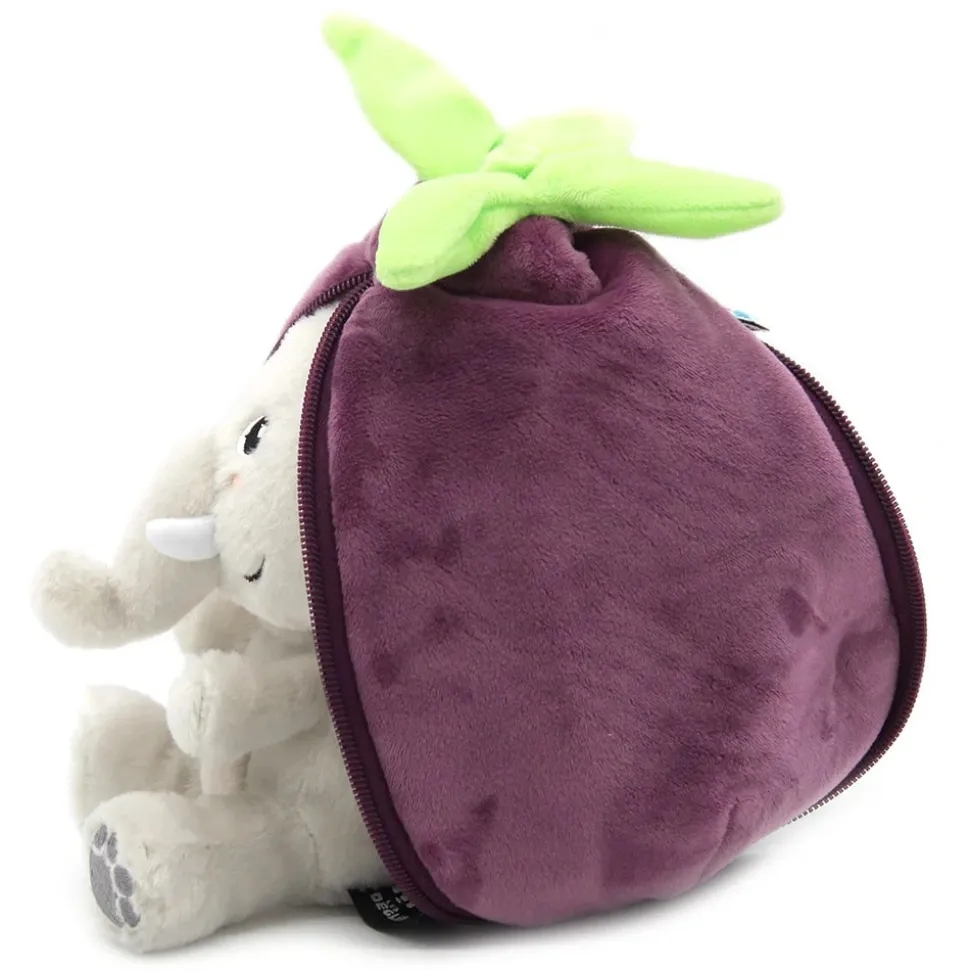 Peluche réversible flipetz éléphant et aubergine