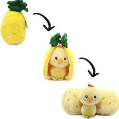 Peluche réversible flipetz poussin et ananas