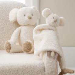 Peluche souris bouclette 30cm écruteddy bouclette