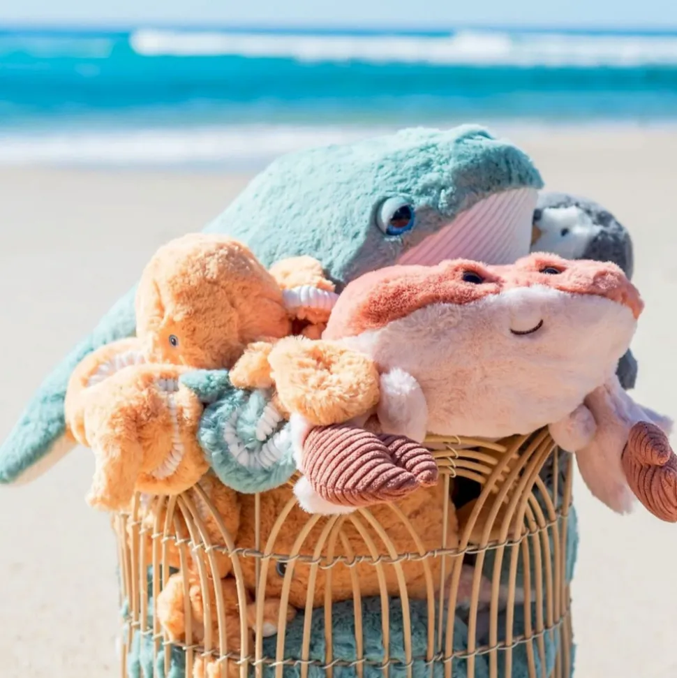 Peluche ultra douce crabe 27 cm - corail