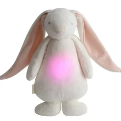 Peluche veilleuse lapin crème et rose