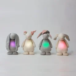 Peluche veilleuse lapin crème et rose