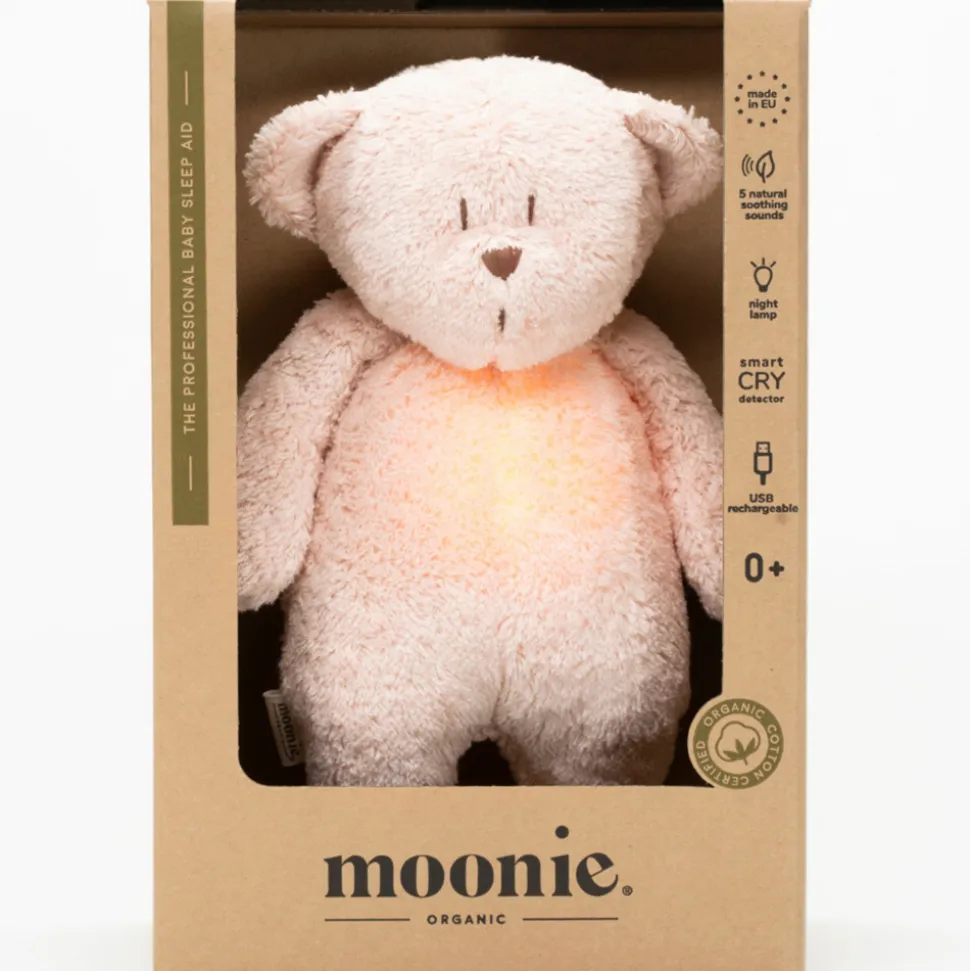Peluche veilleuse ours nature bio rose blush