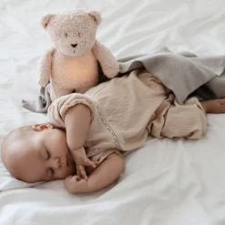 Peluche veilleuse ours nature bio rose blush