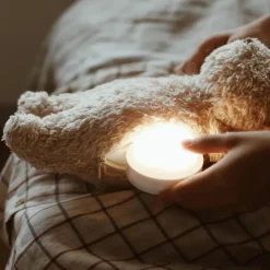 Peluche veilleuse ours nature bio gris minéral