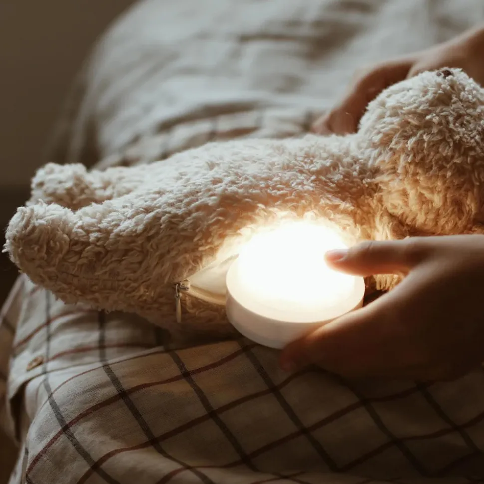 Peluche veilleuse ours nature bio gris minéral