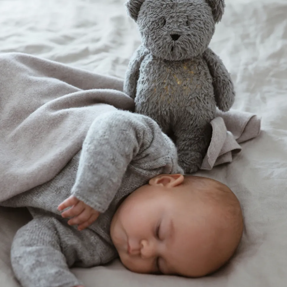 Peluche veilleuse ours nature bio gris minéral