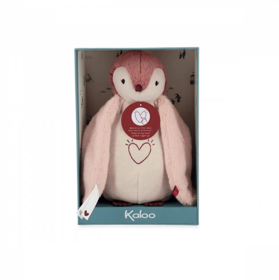 Peluche veilleuse pingouin rose