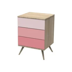 Petite commode 3 tiroirs seventies rose