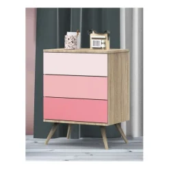 Petite commode 3 tiroirs seventies rose
