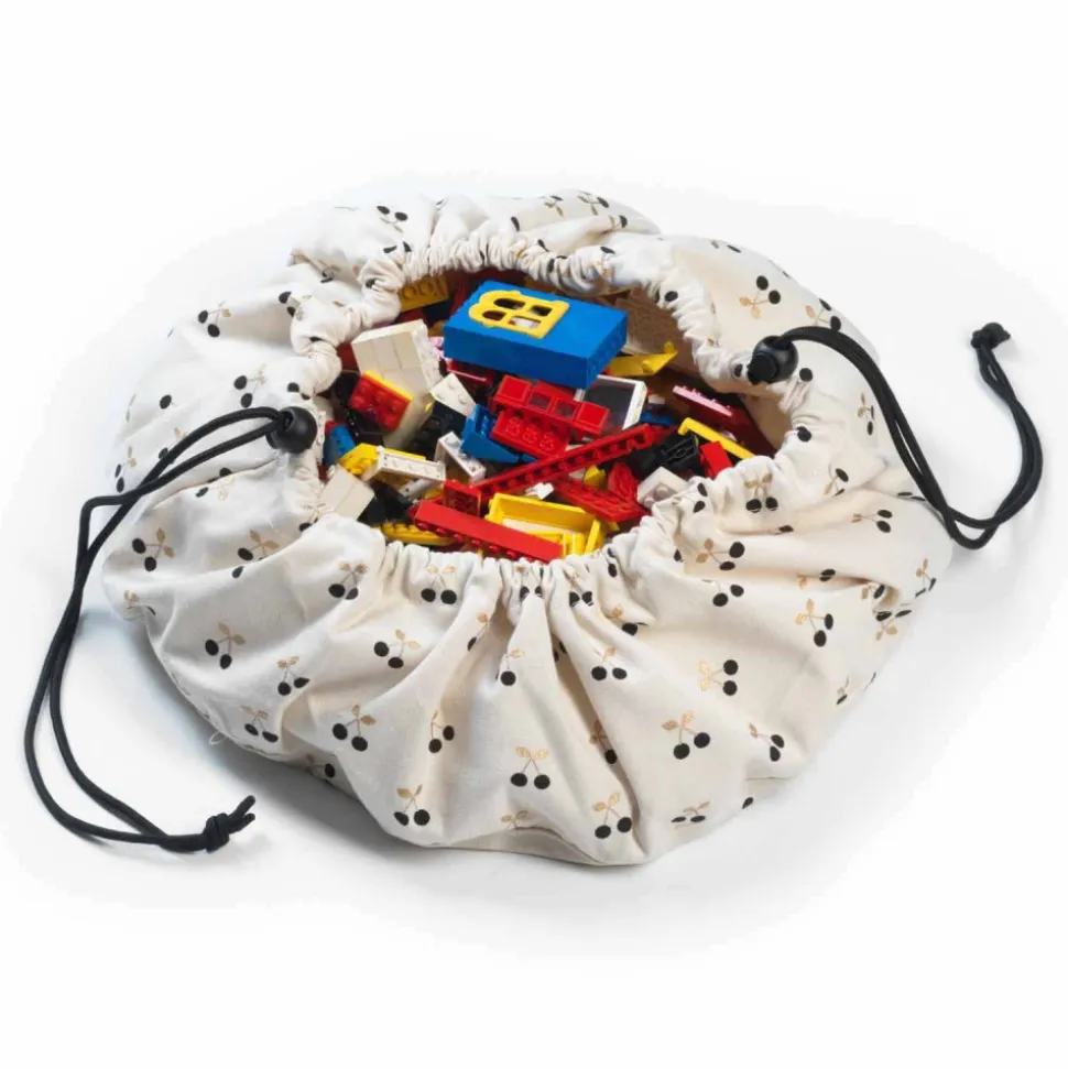 Petit sac à jouets / tapis de jeu 2 en 1 cerise doré