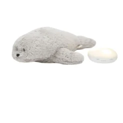 Phoque magique gris polaire – peluche bio avec veilleuse