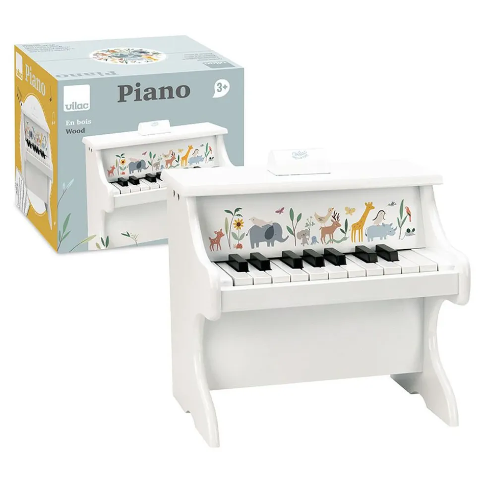Piano en bois 18 touches blanc les animaux du monde - sarah betz