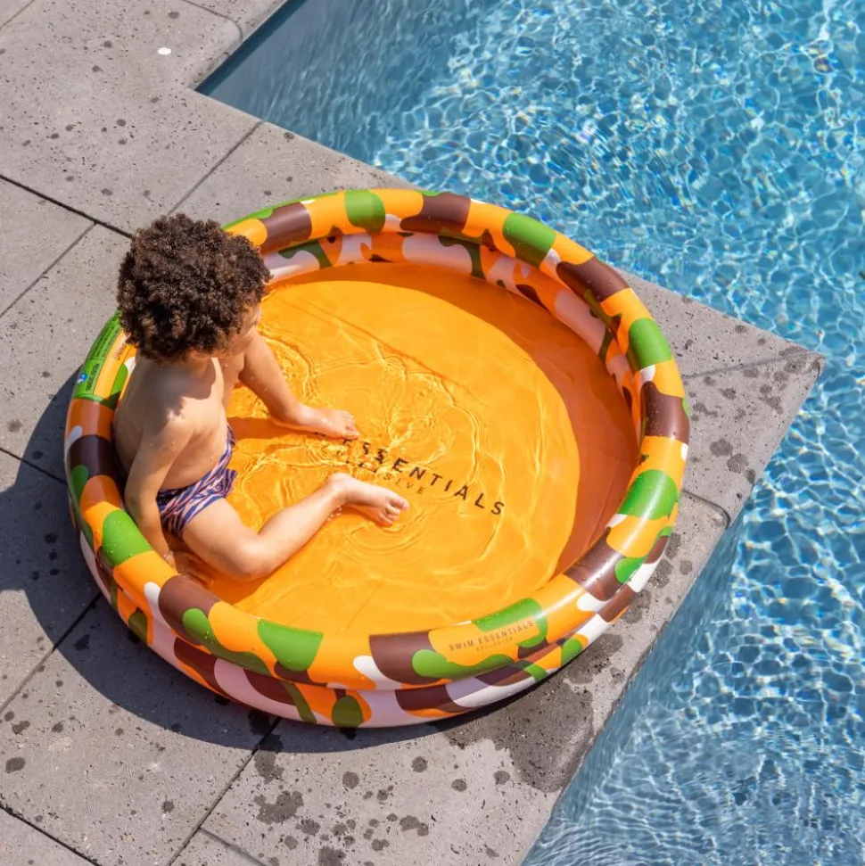 Piscine bébé ø 100 cm camouflage orange 2 anneaux