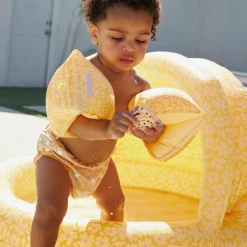 Piscine bébé ø 100 cm fleurs jaunes 2 anneaux