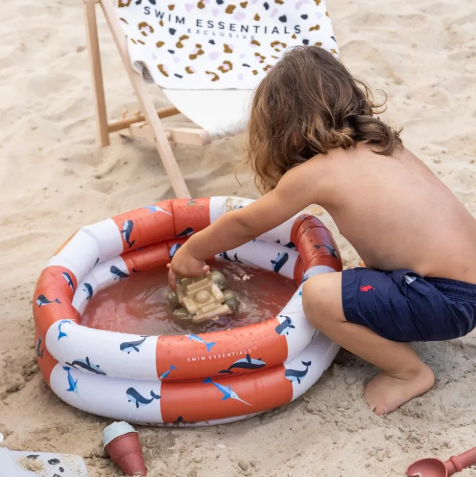 Piscine bébé ø 60 cm rayures oranges 2 anneaux