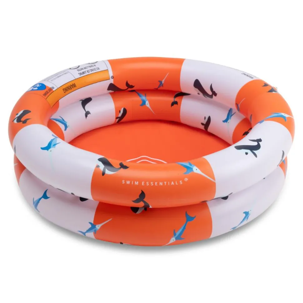 Piscine bébé ø 60 cm rayures oranges 2 anneaux