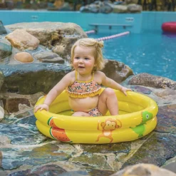 Piscine bébé ø 60 cm safari jaune 2 anneaux