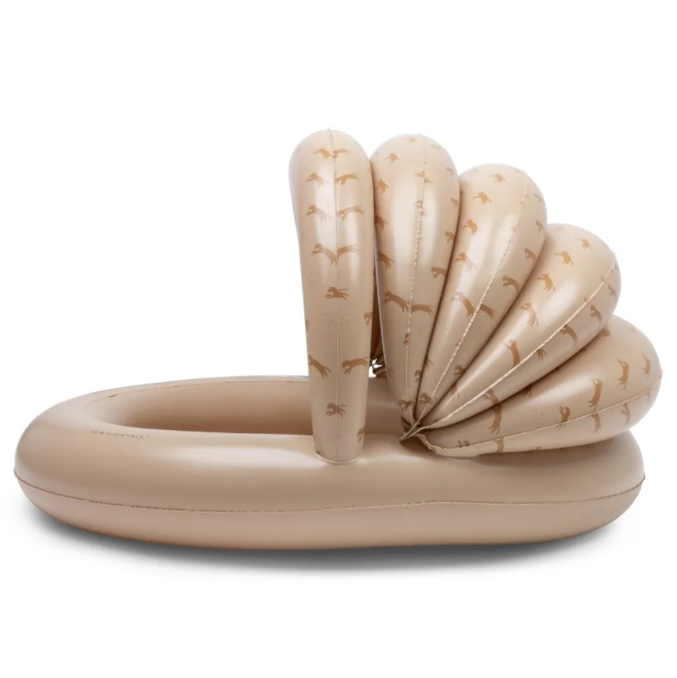 Piscine gonflable avec canopy léopard beige