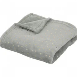 Plaid bébé 75x100 cm oya flanelle bleu gris