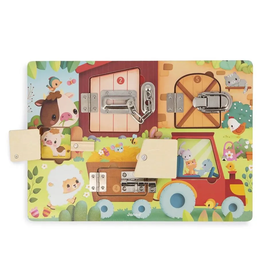 Planche à cadenas pour enfant la ferme vert