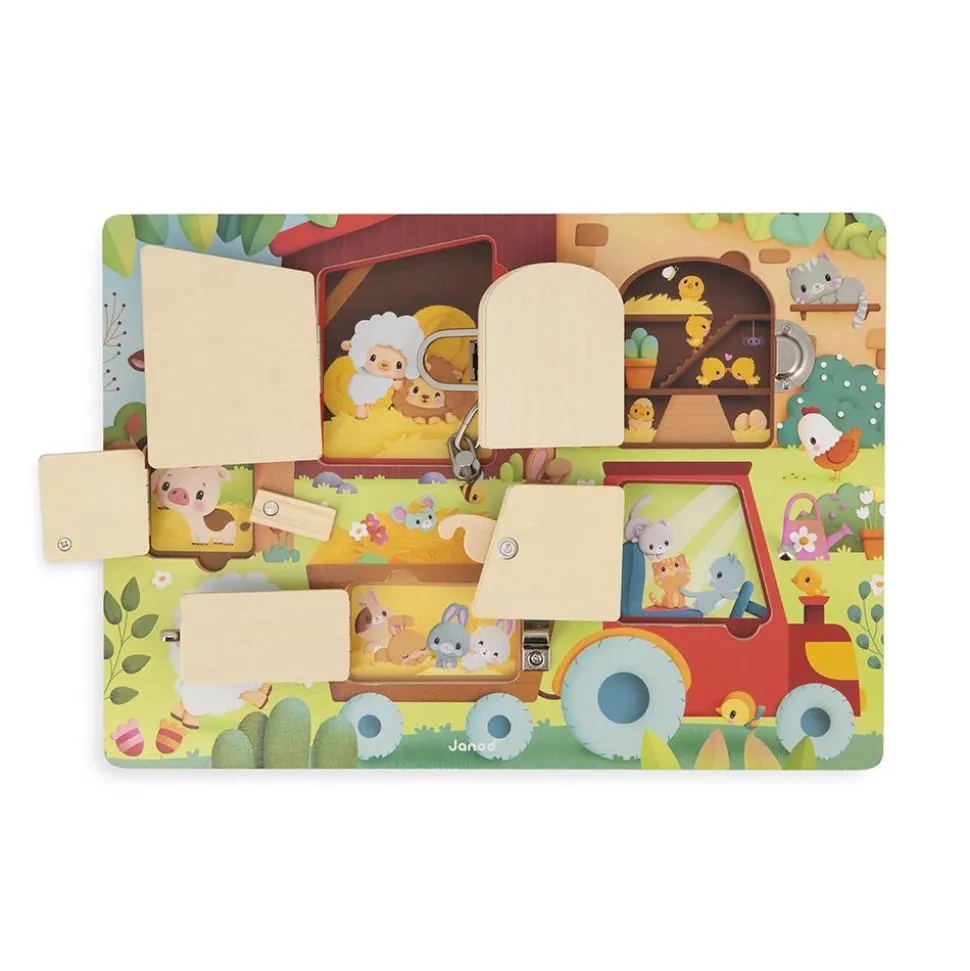 Planche à cadenas pour enfant la ferme vert