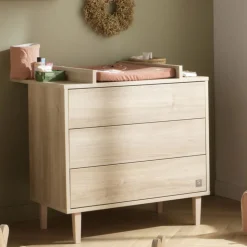 Plan à langer dessus intégrale pour commode paloma bois (3 tiroirs réf lt162)