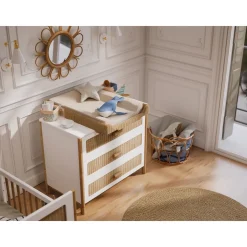 Plan à langer léo rotin tressé, adaptable sur commode, lit 120 et lit 140