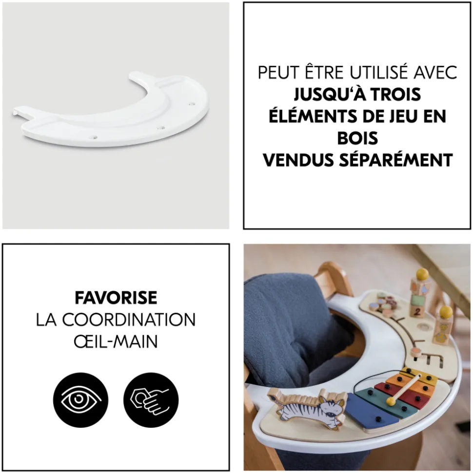 Plateau de jeu pour chaise haute alpha+ bois blanc