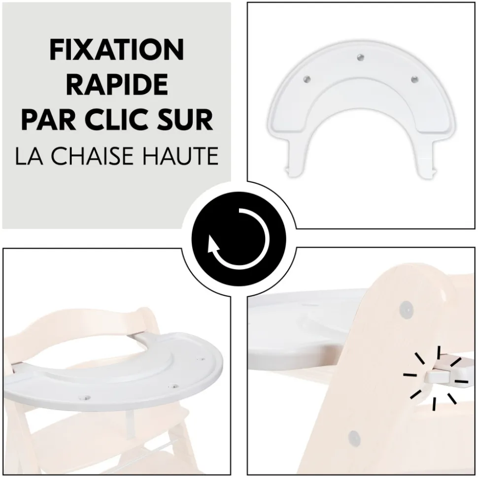 Plateau de jeu pour chaise haute alpha+ bois blanc