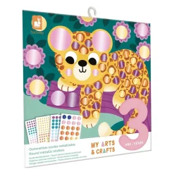 Pochette de gommettes stickers et 4 tableaux à décorer animaux métalisés