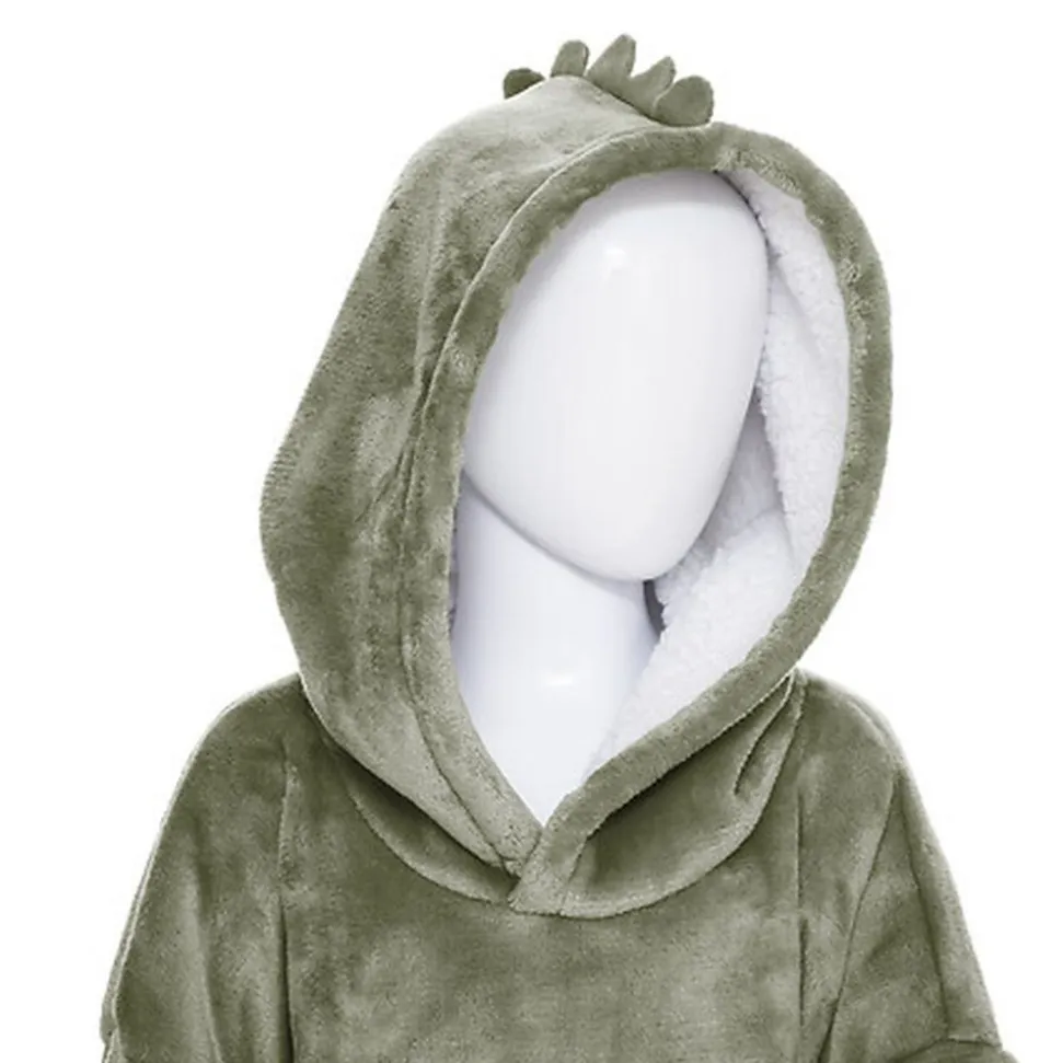 Poncho à capuche dino flanelle