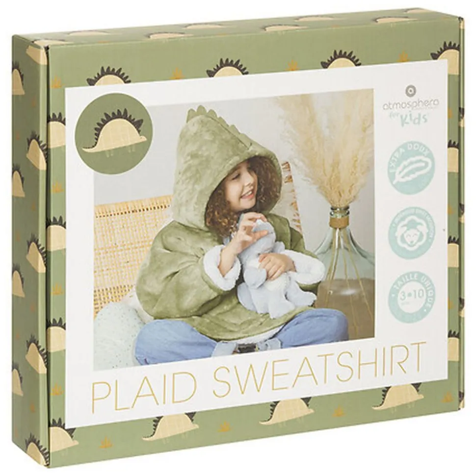 Poncho à capuche dino flanelle