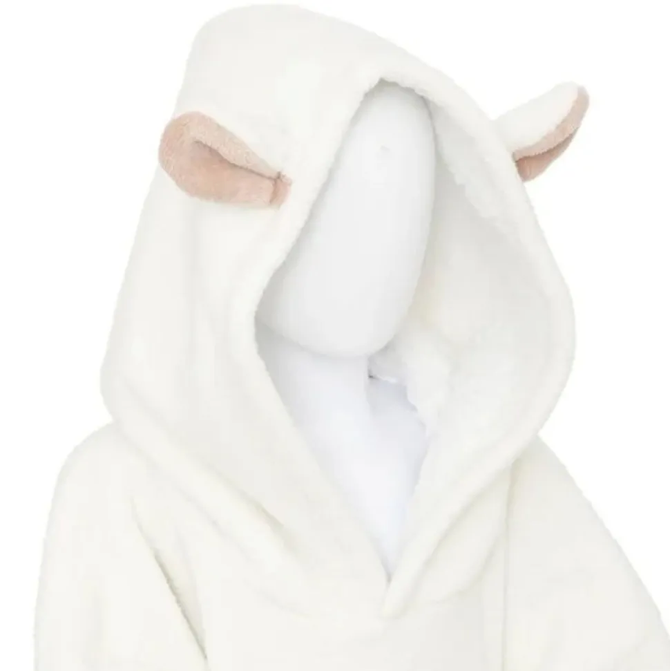 Poncho à capuche mouton flanelle