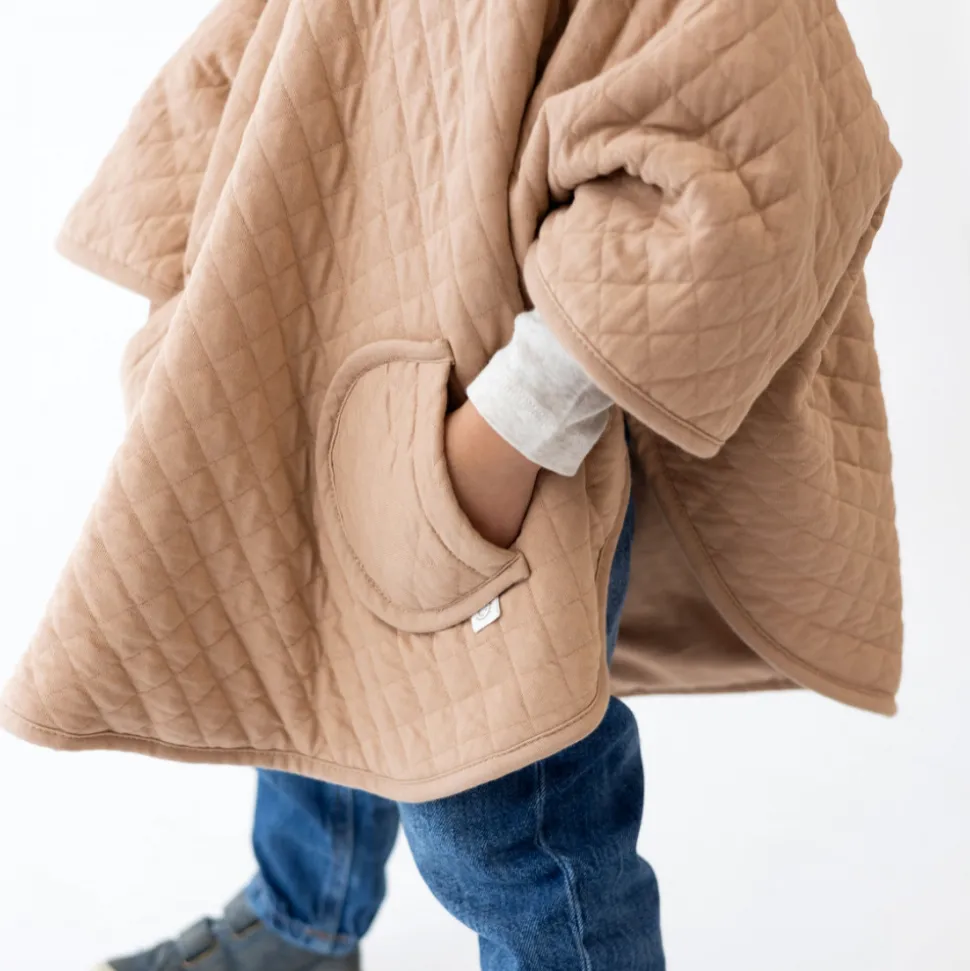 Poncho chaud de voyage pady quilted jersey beige