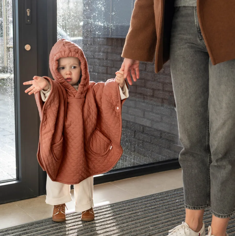 Poncho chaud de voyage pady quilted jersey brick