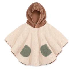 Poncho chaud de voyage teddy bouclette ficelle / muffin