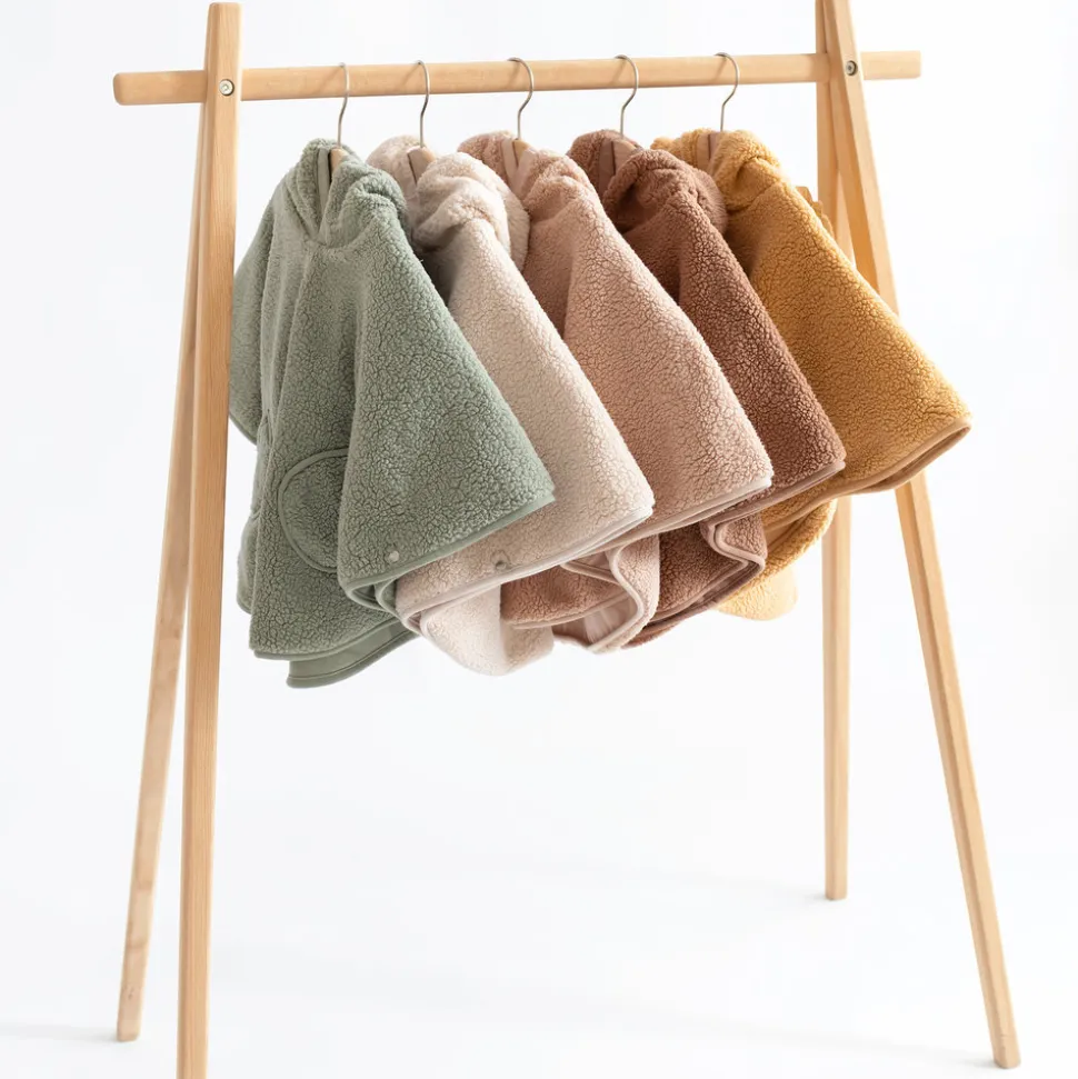 Poncho chaud de voyage teddy bouclette natural