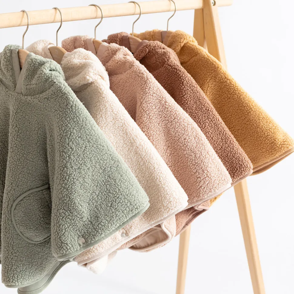 Poncho chaud de voyage teddy bouclette ficelle