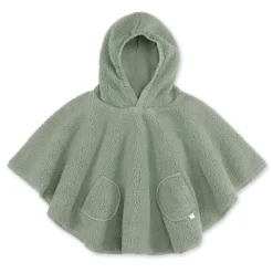 Poncho chaud de voyage teddy bouclette kaki