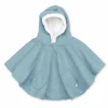 Poncho chaud teddy bleu minéral