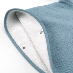 Poncho chaud teddy bleu minéral