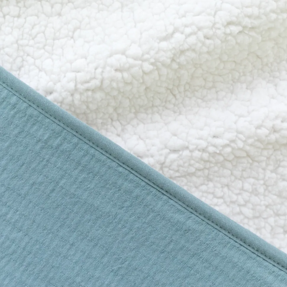 Poncho chaud teddy bleu minéral